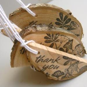 Rustic Wooden Thank You Hang Tags From Branch..